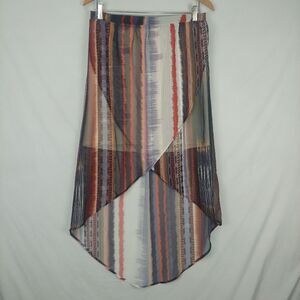 Maurices Womens Skirt High Low Sheer Sz Med Stripes Lined